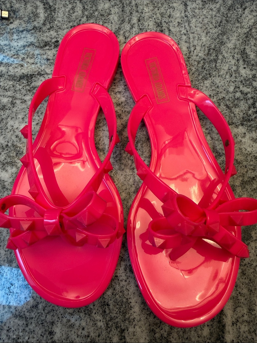 Women's Bright Pink Bow Jelly Slide Sandals